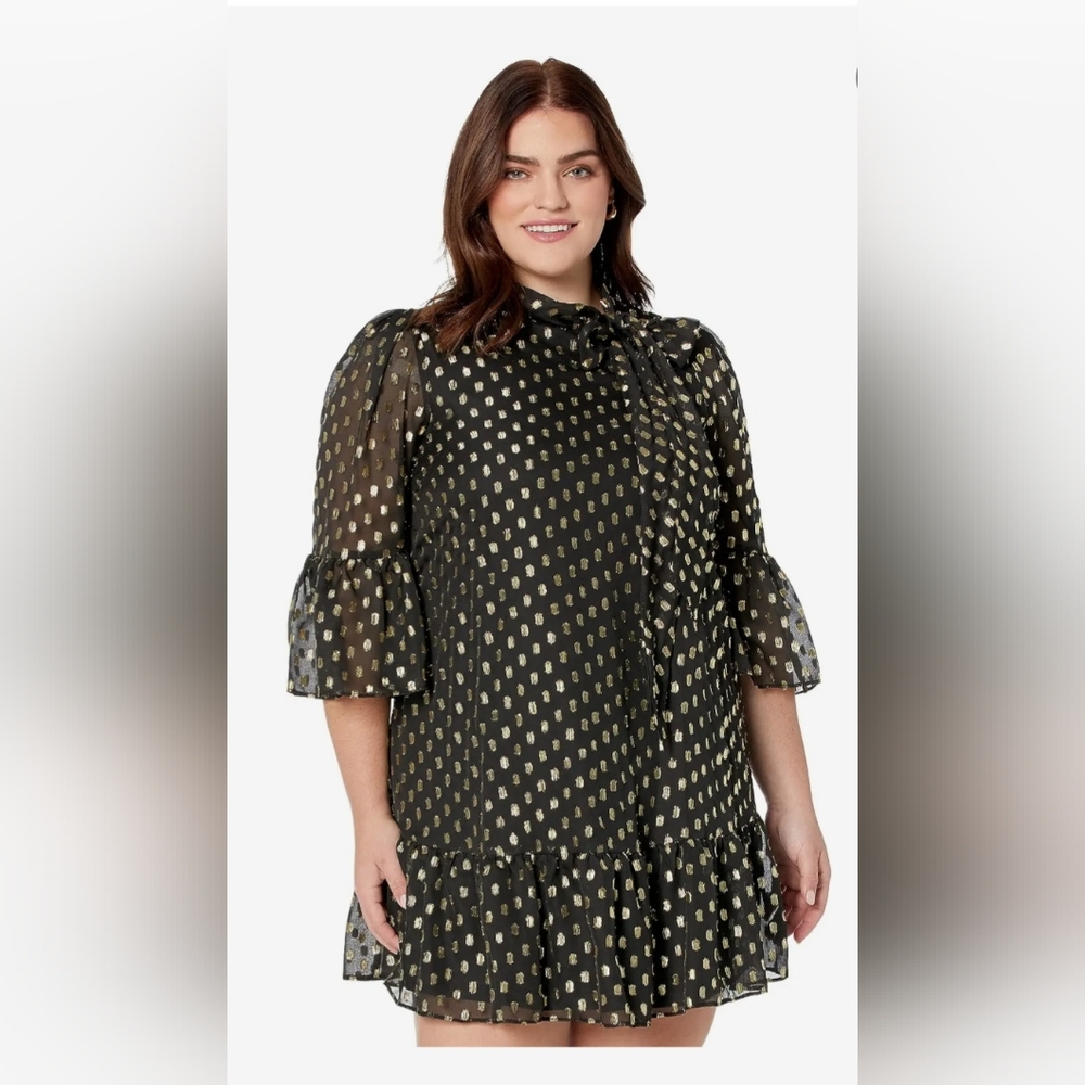 Calvin Klein Dot Dress w/ Bell Sleeves